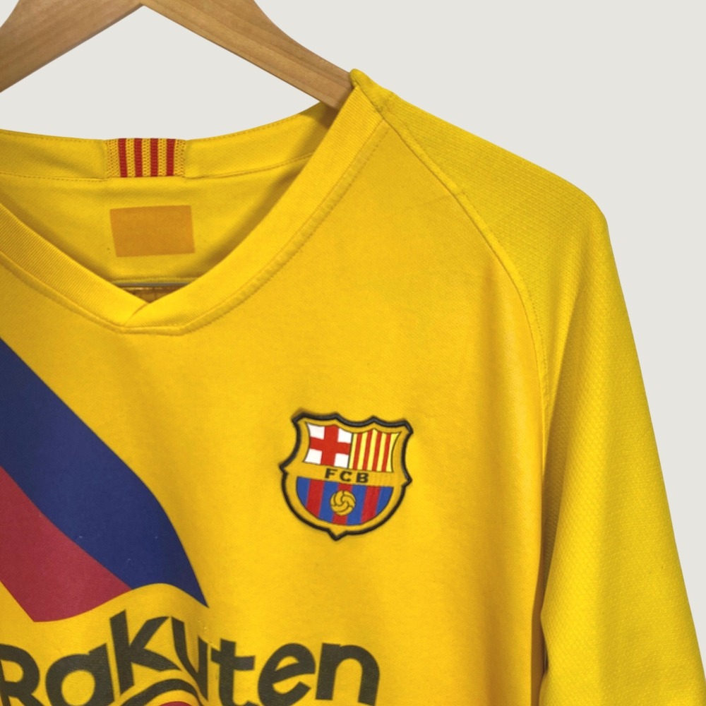 FC Barcelona Jersey Mens L Yellow Good 2019-20 Away Rakuten Unicef Sash